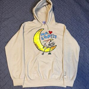 Lonely Ghost cream Mr. Lonely Hoodie Size Small baggy Skater Grunge Graphic